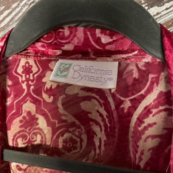 1990’s burgundy printed fridge front tie robe with matching nightgown - Picture 11 of 13